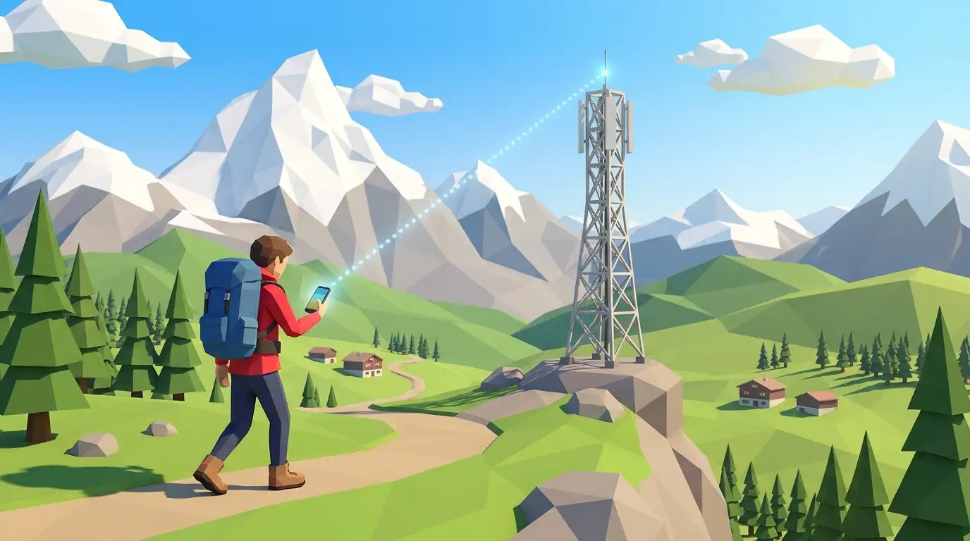 Smartphone mit eSIM in den Schweizer Alpen