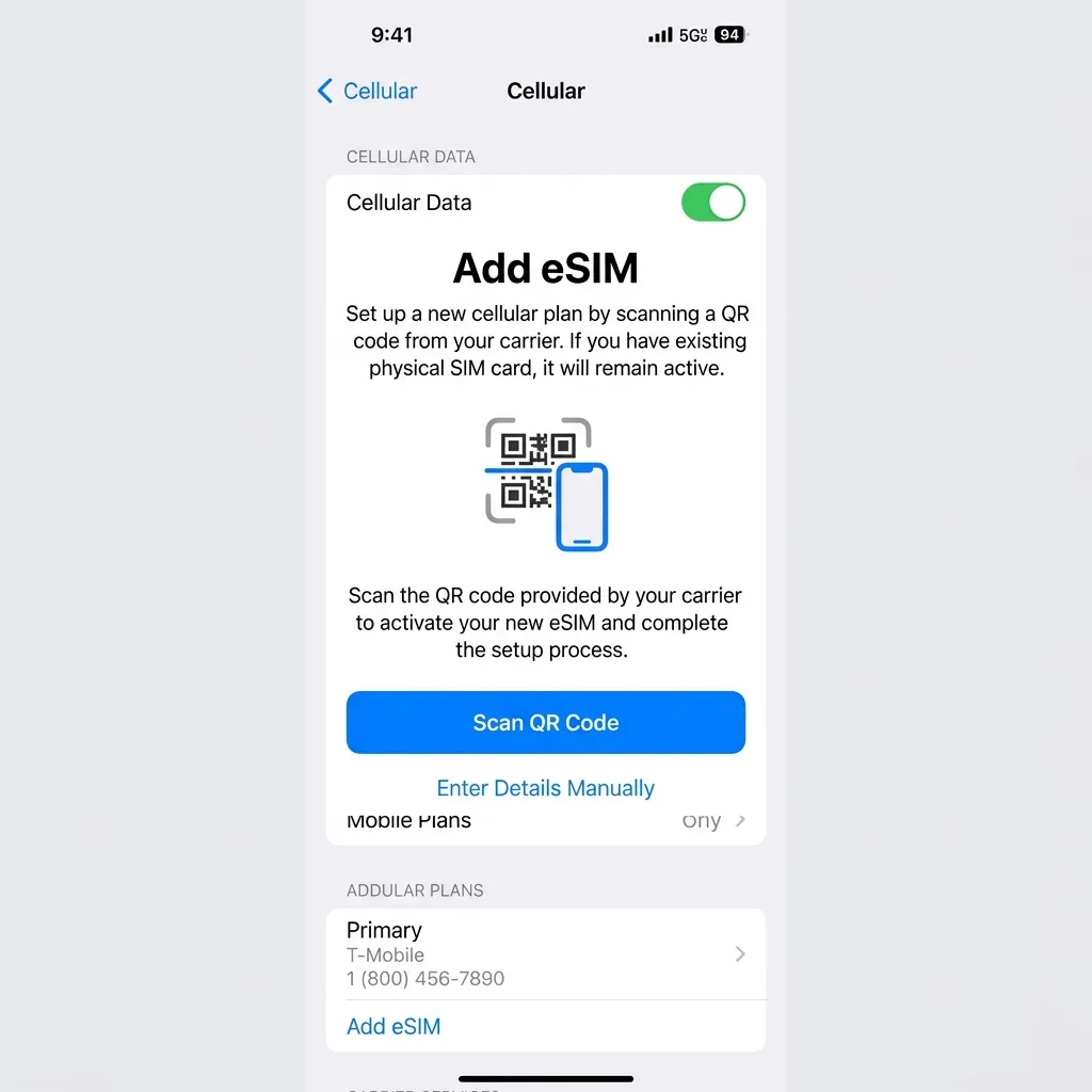 iPhone eSIM QR Code Einrichtung